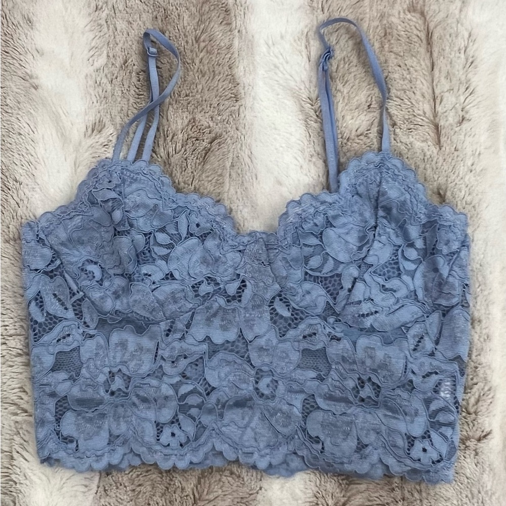 Zara Blue Laced Cropped Tank